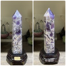 Sweet Heart 田芯開運精選 天然紫晶柱，夢幻紫晶柱，擋樑煞必備，遇貴人，特殊花紋紫水晶柱，可挑款，現貨, No.07含座高19公分 重403克, 1個