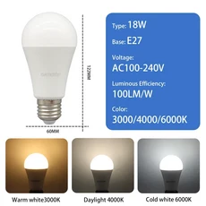 1-20개 LED 전구 3CCT 3000K AC110V 220V E27 B22 베이스 3색 조절 메모리 기능 색온도 재설정, 05 18W E27, 04 5pcs, 01 AC100-240V