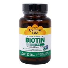 Country Life 生物素植物膠囊 5mg, 120顆, 1罐