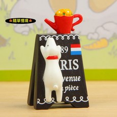 （高品質樹脂）ZAKKA法國雜貨 法式小狗 小狗 狗狗 爬小花 餐廳 廣告牌 園藝多肉花插 拍攝道具 隨草憶境, 1個, 一組入（高品質樹脂）