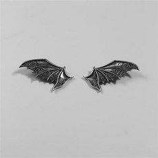 萬聖裝飾 發條家!黑古銀暗黑伯爵吸血鬼惡魔翅膀朋克蝙蝠發夾頭發夾子, 銀色1對, 1個