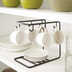 가정용 스탠드형 물컵건조대 철제 컵거치 주방선반 다용도 싱크대정리선반, 블랙, 1개