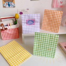 페이퍼백 쿠키포장봉투 선물종이봉투, 3-체크페이퍼백-연두