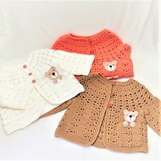 코바늘 DIY 탑다운 곰돌이 아기 가디건 동영상패키지, 19.연보라, 1개, 0~12개월