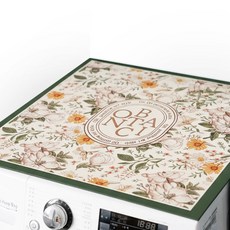 드럼 세탁기커버 건조기 덮개 방수 매트 김치 냉장고 커버, 그린플라워60x60, 그린플라워