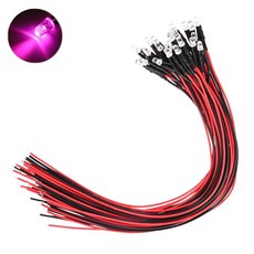 3파이 24V LED 핑크 표시등 저항내장형 와이어 케이블 일체형 제어판넬 산업용 전기배선 DIY 전자부품 자동차 오토바이, 10개