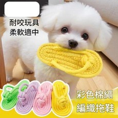 互動啃拖鞋磨牙玩具 彩色棉繩編織 狗狗繩結玩具, 普通品質：小號 隨機色 1個裝, 1個