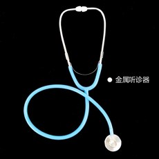 兒童仿真木製牙醫玩具套組 聽診器牙齒模型扮家家酒遊戲 醫生護士角色扮演 不怕看牙醫體驗, 1個, 心跳聲-藍金屬