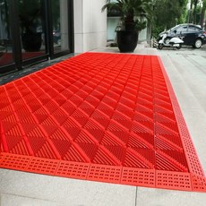호텔 발매트 입구 브러시 카페트 대형 발닦개 식당, 1개, 단일브러시 레드블록 레드브러시