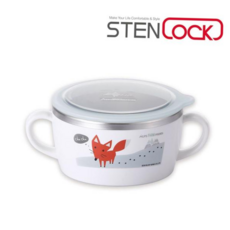 스텐 어린이 뚜껑 손잡이그릇 시리얼그릇, 1개