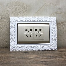 台灣本土貨 開關保護套開關裝飾北歐式樹脂開關貼118型田園創意開關貼開關插座面板裝飾框保護套, 12x7.5（064純白）