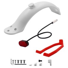 桃園出貨 小米滑板車配件 小米車滑板m365/1S配件 滑板配件 小米電動滑板車後擋泥板帶掛鉤m365除泥板1S擋水板, 白色+塞子+紅支架+尾燈（螺絲工具）, 1個