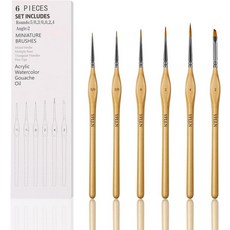 삼각형 손잡이가 있는 6Pcs 미니어처 페인트 브러시 세트 - 아크릴 오일 수채화 및 숫자별 페인트 피규어용
