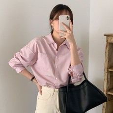 [SML사이즈]여성 사계절 오버핏 루즈핏 박시핏 데일리 캐주얼 스트라이프 셔츠 하객룩 남방 데일리룩 카라셔츠