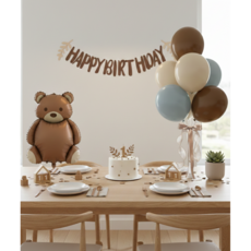 크레샤 앤틱 곰돌이 생일 파티 풍선 세트 가랜드 포함, 1세트, 레트로혼합색상