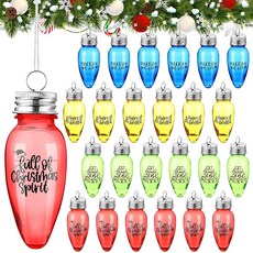 채울 수 있는 크리스마스 장식품 24개 8.6 x 3.6cm(3.4 1.4인치) 투명 플라스틱 전구 모양 걸이 다채로운 빈 벽걸이 트리 장식 음료 캔디 DIY 공예 파티 295, 채울 수 있는 크리스마스 장식품 24개 8.6 x 3.