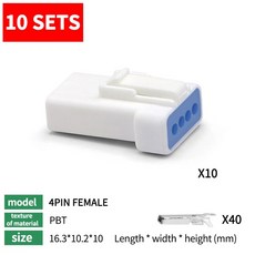 JST JWPF 타입 자동차 케이블 8핀 VSLE 플러그 10세트 암수 커넥터 03R 02T 방수 버트, 4P Female