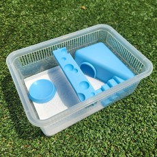 꼬망구 도마뱀 치즈 은신처 지곤 케이지 세트 사육장, 1개, 파랑색