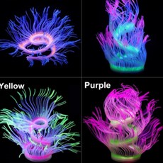 야광 말미잘 수족관 미관장식 어항 꾸미기 화려한 인공 수조 수초 인테리어 실리콘 물생활 아쿠아가든 물고기 키우기 빛 반사 시뮬레이션 가짜 산호 수중 수생 바다 식물 해삼 (노랑), 1개