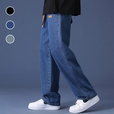 남자 캐주얼 청바지 빈티지 워싱 스트레이트 오버핏 데님팬츠