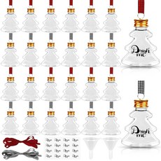 32팩 채울 수 있는 크리스마스 공 트리 걸이 장식품 투명 플라스틱 물병 전구 펜던트 격자 무늬 리본 및 스티커 포함 홈 파티 장식용 (크리스마스 트리) 310923, 32팩 채울 수 있는 크리스마스 공, 트리 걸이 장식품