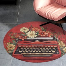 현관문 매트 바닥 매트용 논하이 야외 환영 타자기 및 꽃 목욕 세탁 가능 구역 러그 앞문 욕실 욕조 샤워용 헤비 듀티 논 슬립 라운드 도어, 60*60cm, Style-2