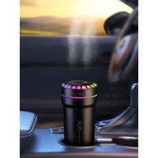 사운드 센서가 장착된 미니 카 디퓨저 음악 다이내믹 컬러풀 라이트 및 미스트 조절 300ml 용량 쿨 미스트 USB 전원. 침실 사무실 자동차에 완벽합니다