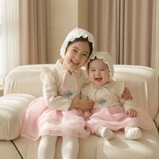 로이앤한나 핑크 꽃자수 신생아 돌 베이비 아기 유아 아기 구정 설 추석 한복 개량한복 생활한복