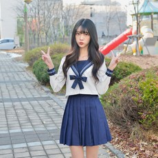 교복몰 (대여) 긴팔 얼음공주 화이트 세라복졸업사진