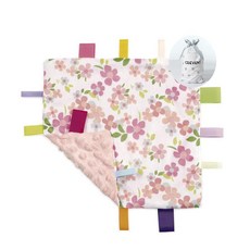 해외 CREVENT Tag Security 아기용 담요 남아용 부드럽고 작은 러비 아기 이불 감각 생일 베이비 샤워를 위한 훌륭한 선물 25.4 x 25.4cm10 10인치 8, .0030.Wildflower Tag.