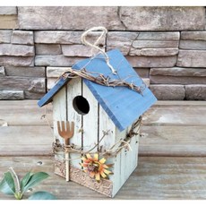 야외 나무 새집 정원 새둥지 가든 참새집 원목 버드하우스 둥지 소품, F. 17x20 파란색