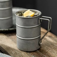 빈티지 스텐 맥주잔 드럼통 머그컵 바이킹 500ml, 1개