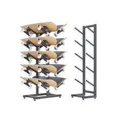 스케이트보드 거치대 선반 디스플레이 다단 스노우보드 스키 샵 매장 상품 철제 거치 랙, 1개, 블랙 이중 5단 (조절 다리 포함)