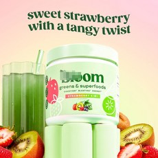 Bloom Nutrition 益生菌螺旋藻粉 超級食品綠色粉末，補充營養、維持消化道機能, 1個, 原標芒果樹莓