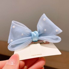 網紗蝴蝶結髮夾 立體珍珠兒童少女髮飾