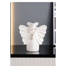 나비 세라믹 화병 인테리어 소품 조화 꽃병 거실 카페 장식 오브제, 화이트화병단품