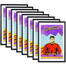 [포르르] SparklyHome 책 프레임 4팩 자외선 차단 최대 6개의 3/4인치 x 10 1/4인치 벽 또는 테이블탑 디스플레이용 블랙 디스플레이 프레임