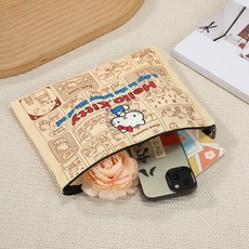 헬로키티 빈티지 파우치 대용량 캐릭터 화장품 멀티 파우치 필통 여행용 소품 파우치, 1개, 화이트