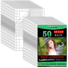 50팩 투명 자체 접착 라미네이팅 시트 - 21.6 x 29.9cm(8.3 x 11.8인치) 잉크젯 프린터용 투명 라미네이트 시트 스티커 용지 인쇄 가능한 비닐 스티커 종이