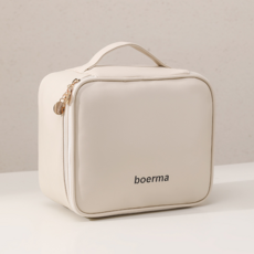 boerma 分區化妝包 大容量便攜收納包, 米色, 24*20*13CM