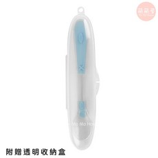 萌萌屋 【台灣現貨】寶寶餵食湯匙 副食品湯匙 兒童湯匙 寶寶湯匙, 1個, 藍色