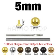 금속 라운드 리벳 스터드 가죽 공예 가방 벨트 의류 신발 칼라 부품 도구와 돔 캡, 색상: 3. 5mm / 크기: H. Silver