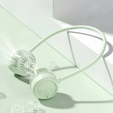 바이유 무선 초경량 휴대용 접이식 넥밴드 선풍기 넥풍기 3단계 풍속 저소음 목걸이 선풍기, 그린
