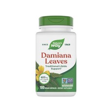 Nature's Way Damiana Leaves 전통적인 리비도 지원* 다미아나 잎 보충제 2캡슐 당 600mg GMO 프리 프로젝트 인증 비건 100캡슐 (포장은, 1개
