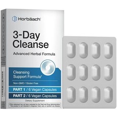 Horbäach 3일 클렌징 | 비건 캡슐 12개 고급 허브 포뮬러 GMO 프리 글루텐 프리 보충제 238211, Horbäach 3일 클렌징 | 비건 캡슐 12개 고