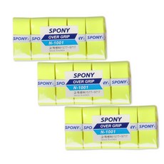 스포니 배드민턴 테니스 소프트핏 오버그립 테이프 10P, 네온옐로우, 3개