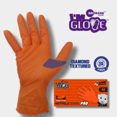 두꺼운 다이아몬드 그립 니트릴장갑 100매 Nitrile Glove, 1개, M, 오렌지