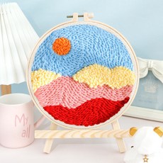 【超繪玩】戳戳繡毛綫繡針材料包 兒童學生課活動裝飾畫, 夢幻天空2—送戳筆+支架 （材料包）⚑⚑, 1個