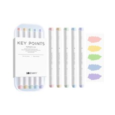 NIVORY 소프트 파스텔 형광펜 5색 투명필통 펜파우치 세트, 1팩, 뮤트