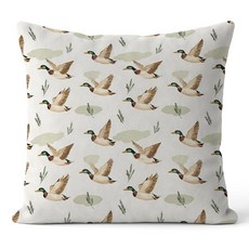 FGFK 농가 말라드 오리 베개 커버 18x18 보육 장식 베이지 깅엄 농장 동물 장식, Color-07